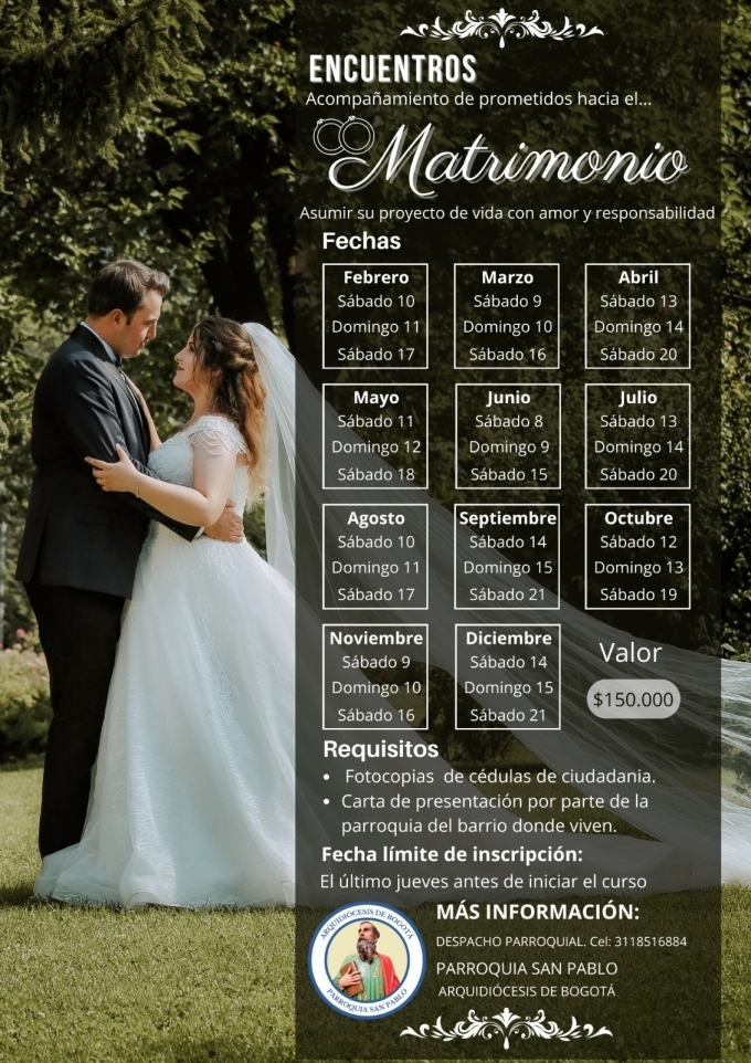 Fechas Parroquia San Pablo Pre-Matrimonial